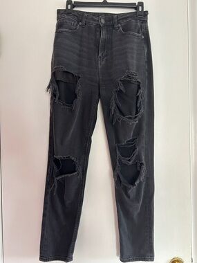 Ripped Black Boyfriend Jeans for Women